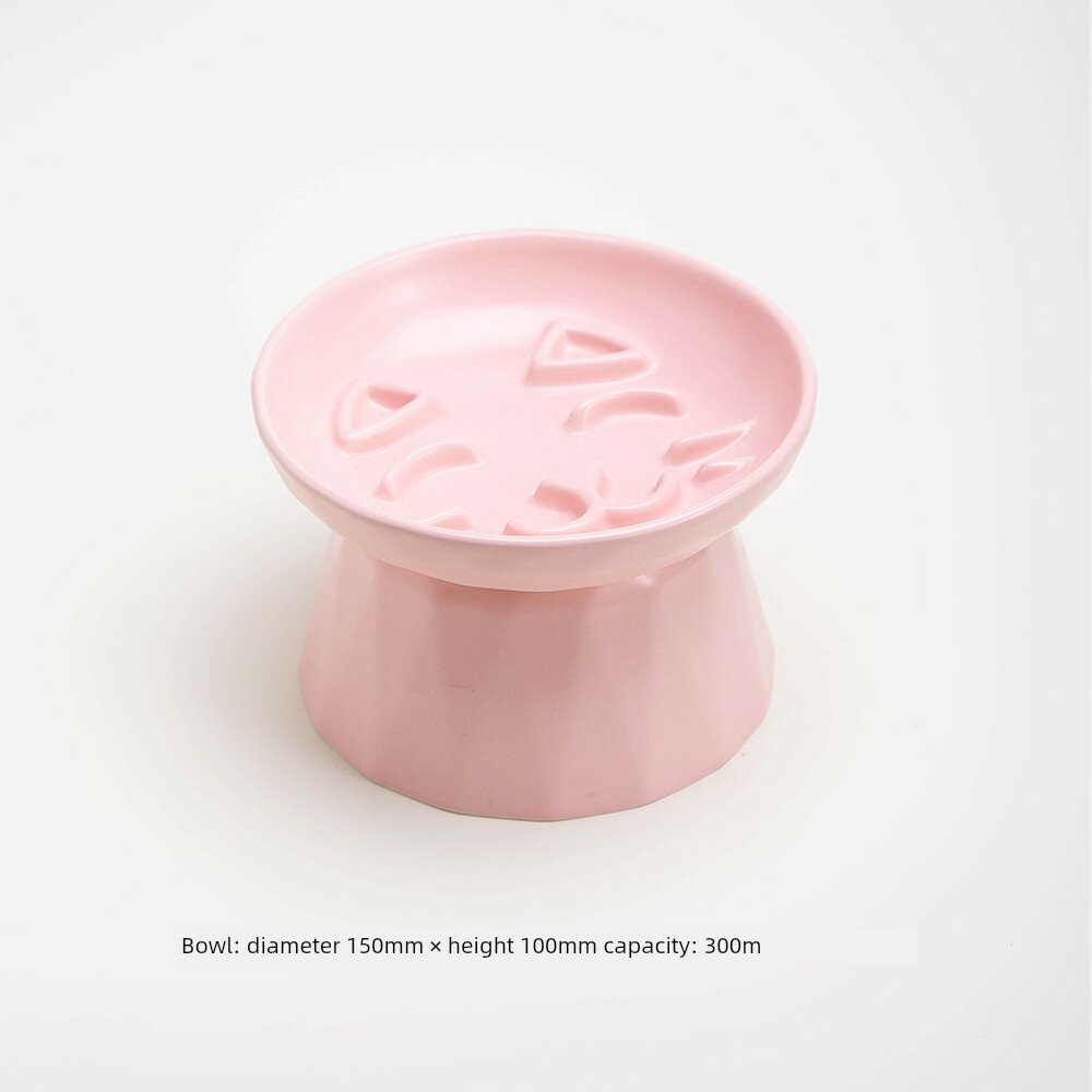Керамическая миска Petdebby Macaron для медленного кормления кошек и собак, широкое горло, антизатруднение, розовый цвет