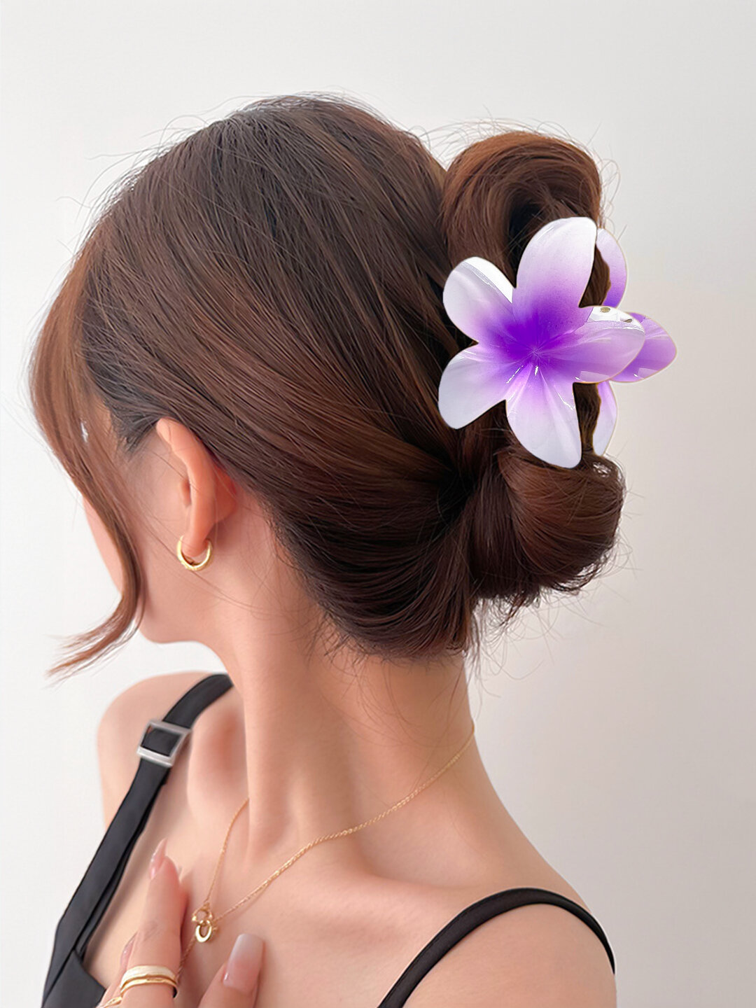 Набор заколок для волос , цветочек,2в1, цвет сирень , тренд 2025