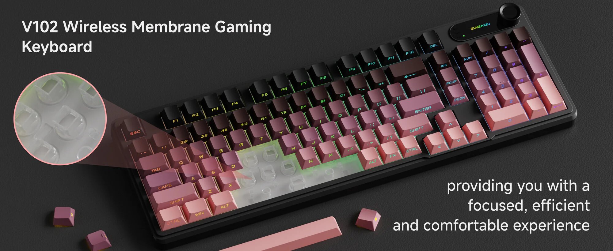 Мембранная клавиатура Eweadn V102 BLACK-PINK, проводная, для домашних и офисных компьютеров