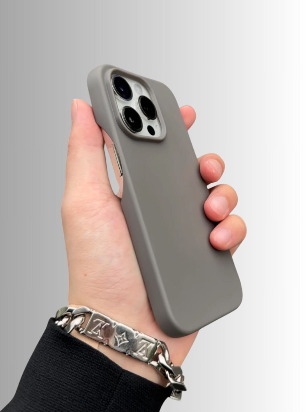 Мягкий чехол, для iPhone 16 Plus, силиконовый, матовый, Серый — фото 1