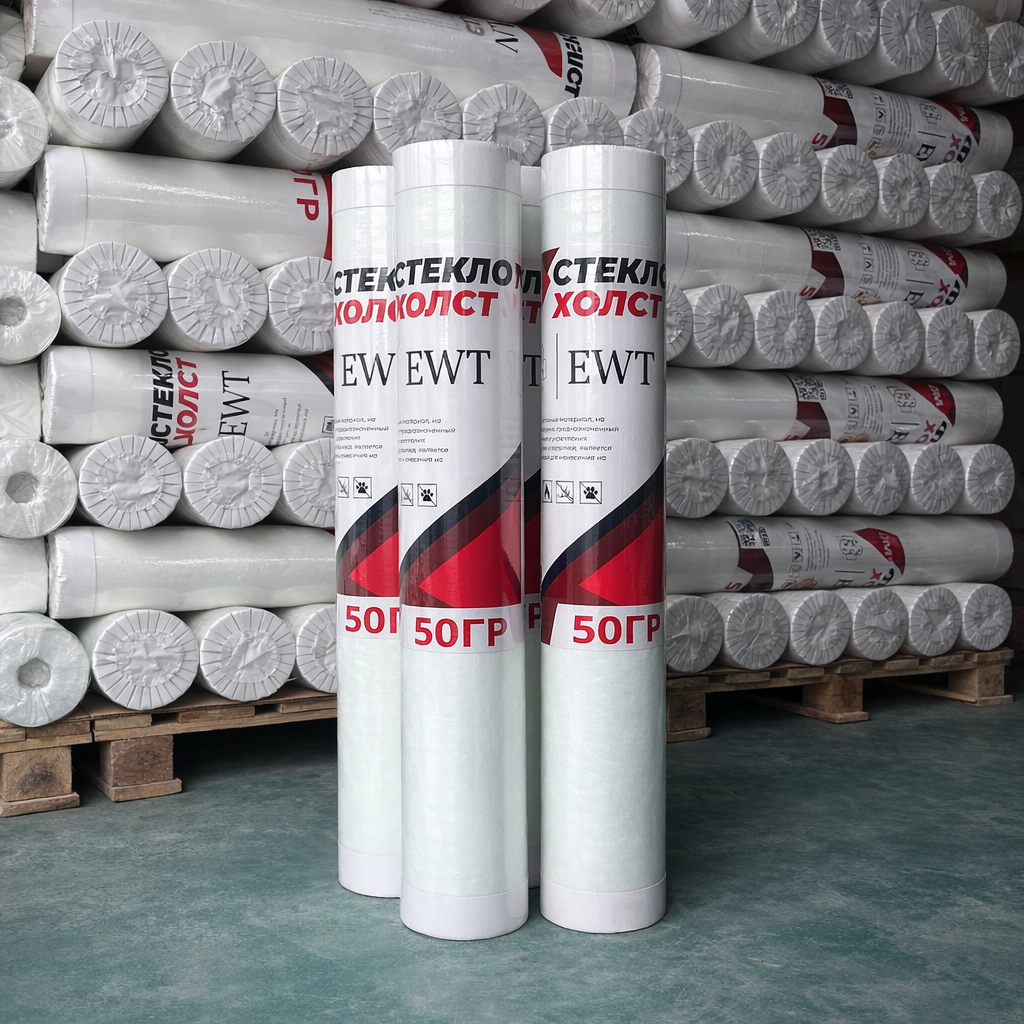 Стеклохолст малярный EWT "Паутинка" 50 м² — для стен и потолков, под покраску, плотность 50 г/м²