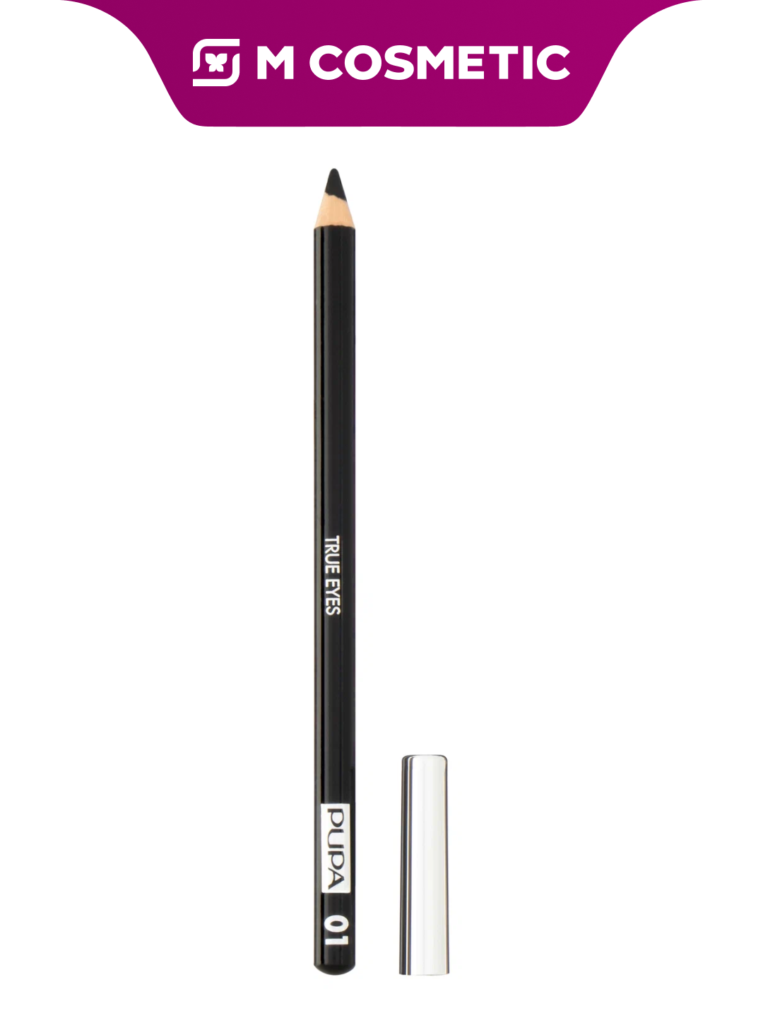 Карандаш для век Pupa True Eyes 01, черный, водостойкий, двусторонний, 1,4 г