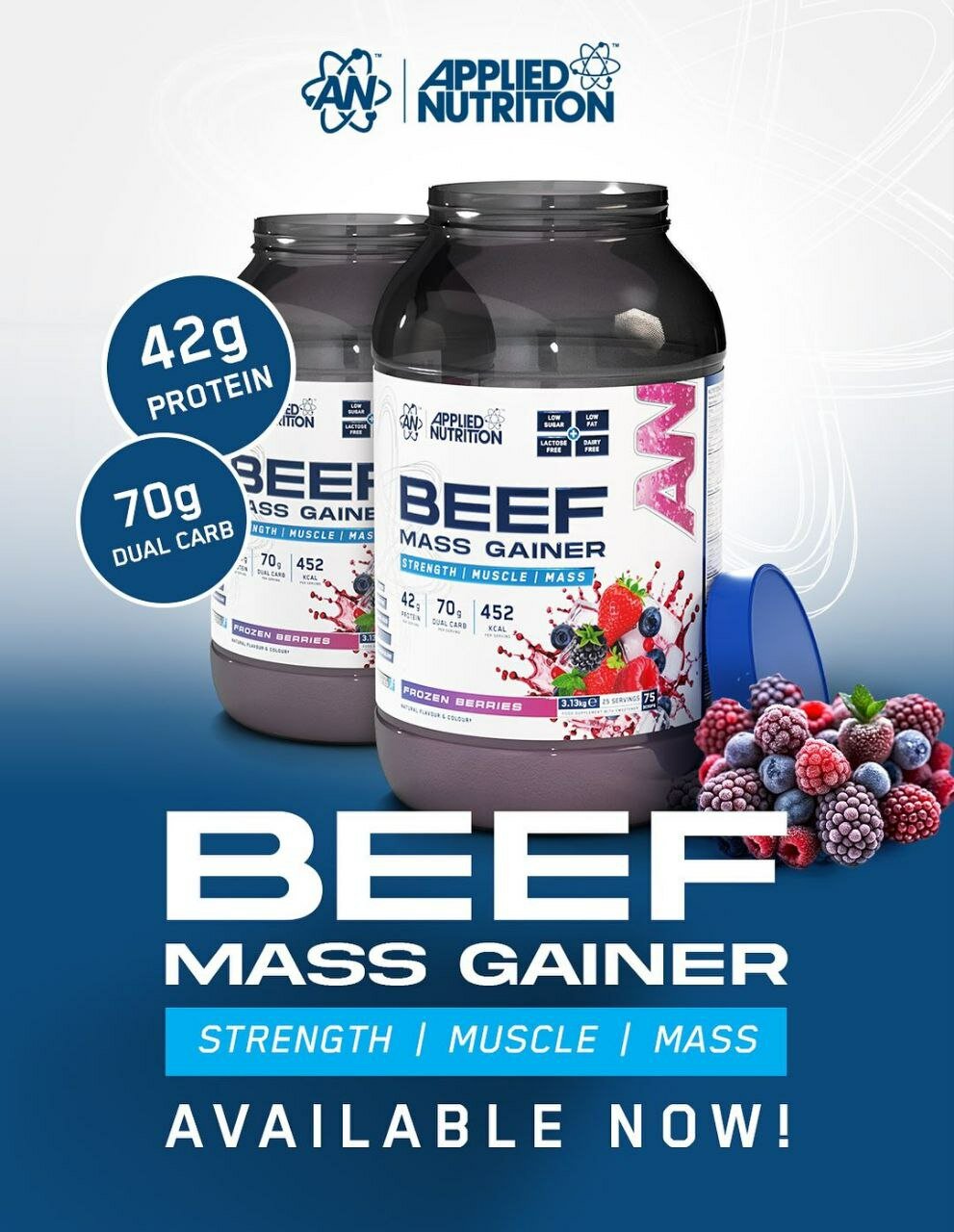 Гейнер Applied Nutrition Beef Gainer, "Замороженные Ягоды", 3,13 кг — фото 1