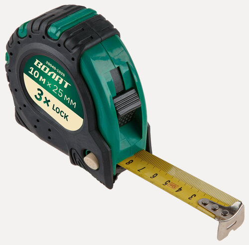 Изображение товара Рулетка 10 м волат 20040-1025, ширина 25 мм, обрезиненный корпус, с 3 механизами фиксации