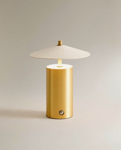 Изображение товара Настольная лампа ZARA HOME 2299/047 - светодиодная, с бумажным абажуром, 16 x 11,9 x 11,9 см, цвет золотой