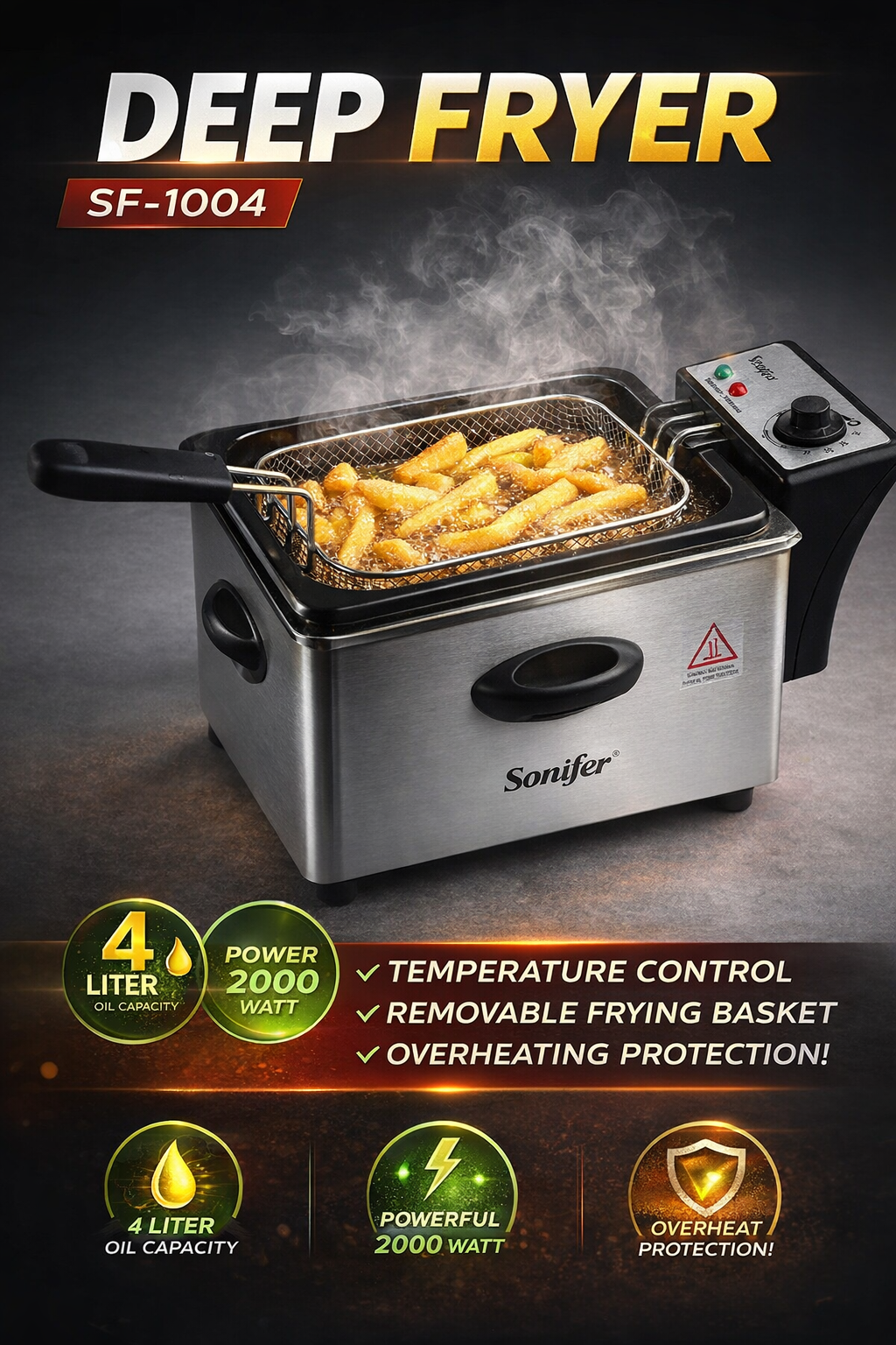 Фритюрница Sonifer SF-1004, профессиональная, электрическая, для Deep Fryer