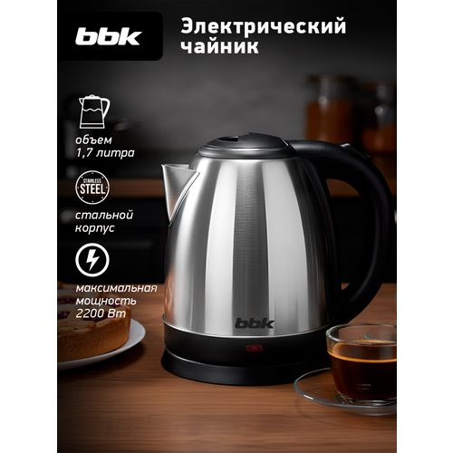 фото Чайник bbk ek1760s (ss/b), серебристый