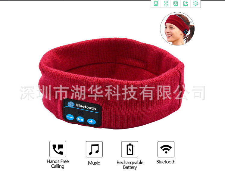 Красная Bluetooth 5.2 Беспроводные Наушники Вязаная Повязка Зимняя Теплая Музыкальная Повязка С Встроенными Наушниками