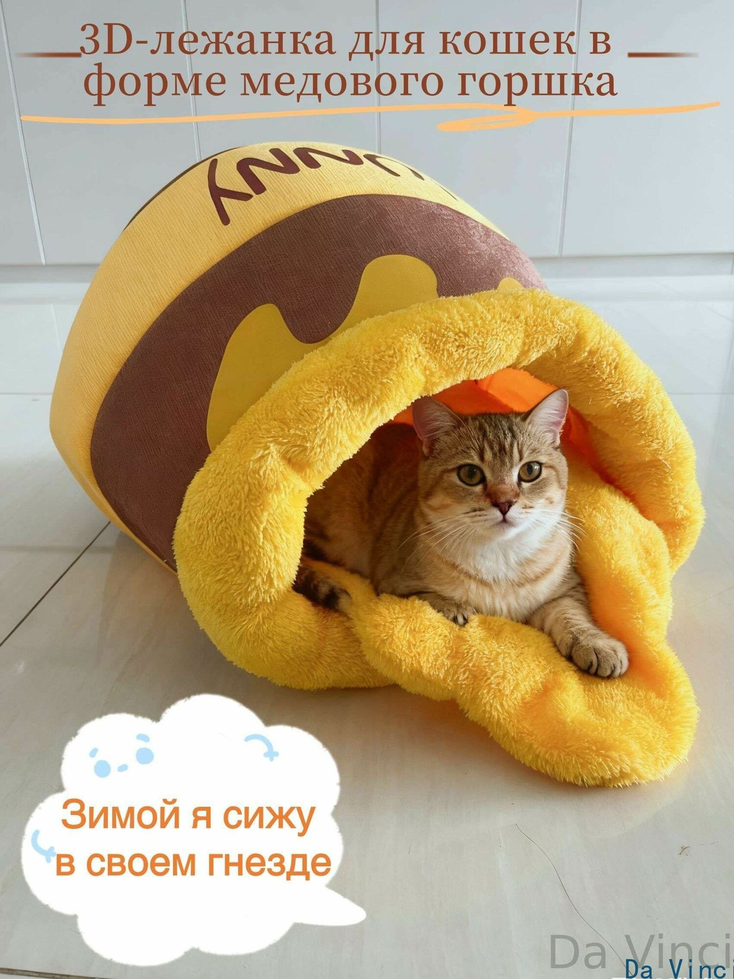 Уютное кошачье гнездо: банка с медом