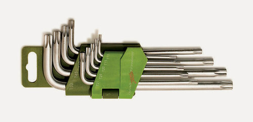 Изображение товара Набор ключей TORX 9 шт с отверстием (Т10, Т15, Т20, Т25, Т27, Т30, Т40, Т45, Т50) (ДелоТехники)