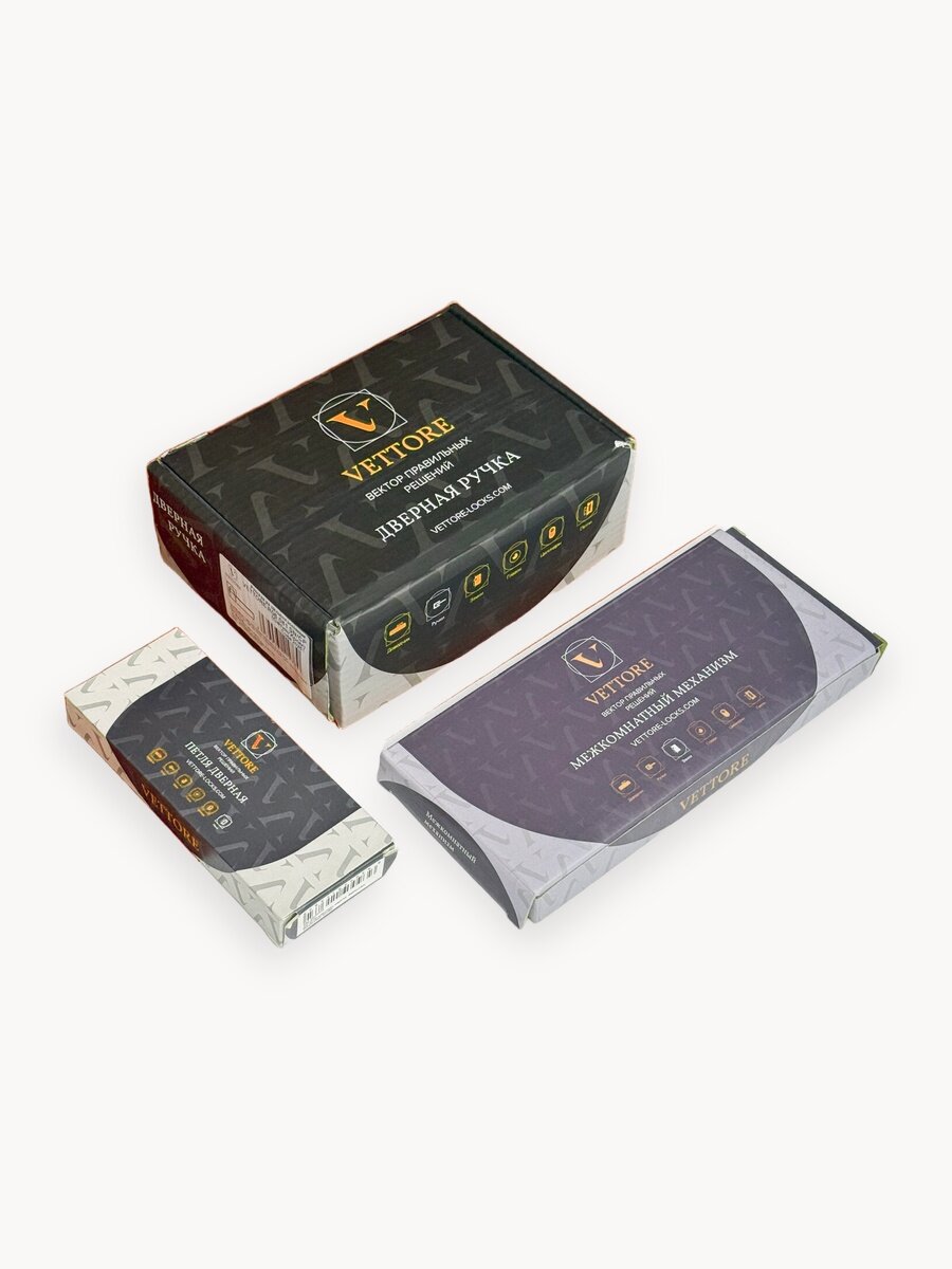 Ручка дверная межкомнатная, замок врезной, завертка, петли Сатин Комплект