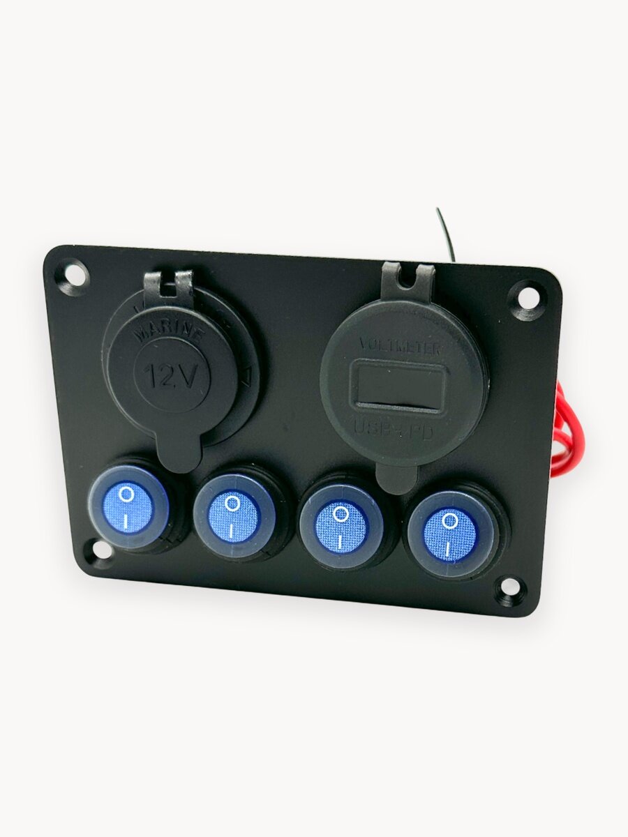 Панель переключателей с 4 кнопками управления 12В -20А для автомобилей, лодок, автобусов, usb разъемами QC3.0, PD и прикуривателем WLT-L42-4, 4-канальный переключатель с юсб разветвителем зарядкой для телефона, айфона