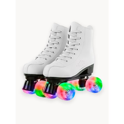 Квады Роликовые коньки Banwei белые, светящиеся колёса, фигурные