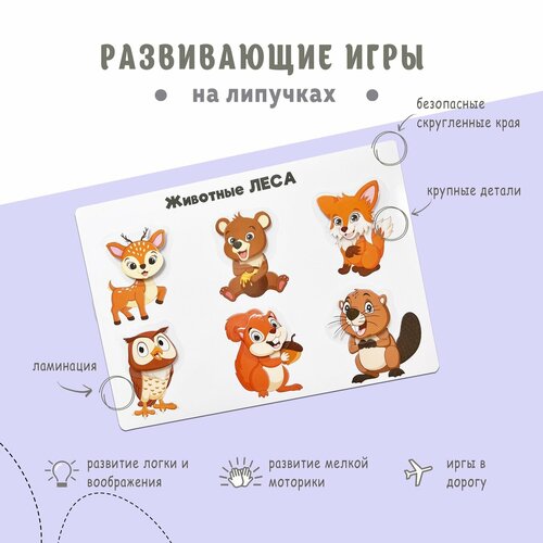 Развивающие игры на липучках Чья мордочка? Животные леса