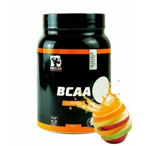 Kultlab BCAA, Фруктовый пунш, 500 гр, 2:1:1 / Культлаб аминокислоты БЦАА