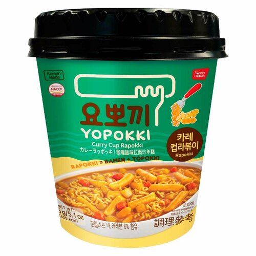 Рисовые клецки Young Poong Curry Cup Rapokki рапокки с соусом карри (стакан) (Корея), 145 г