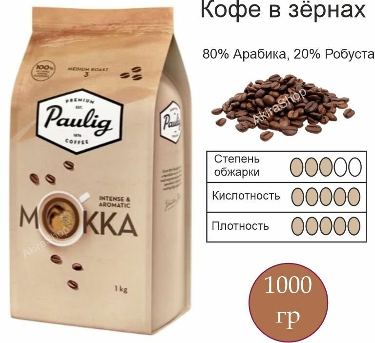 Кофе в зернах Paulig Mokka, 1000 гр. Финляндия