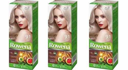 Краска для волос Rowena Soft Silk тон 9.1 пепельный блонд, без аммиака, 115 мл, 3 шт.