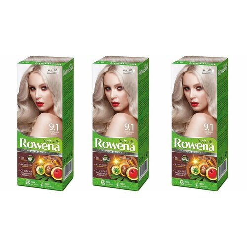Краска для волос Rowena Soft Silk тон 9.1 пепельный блонд, без аммиака, 115 мл, 3 шт.