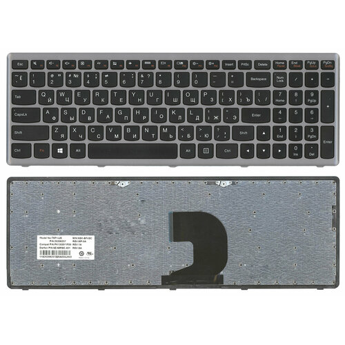 Клавиатура для Lenovo Z500-RU черная с серой рамкой