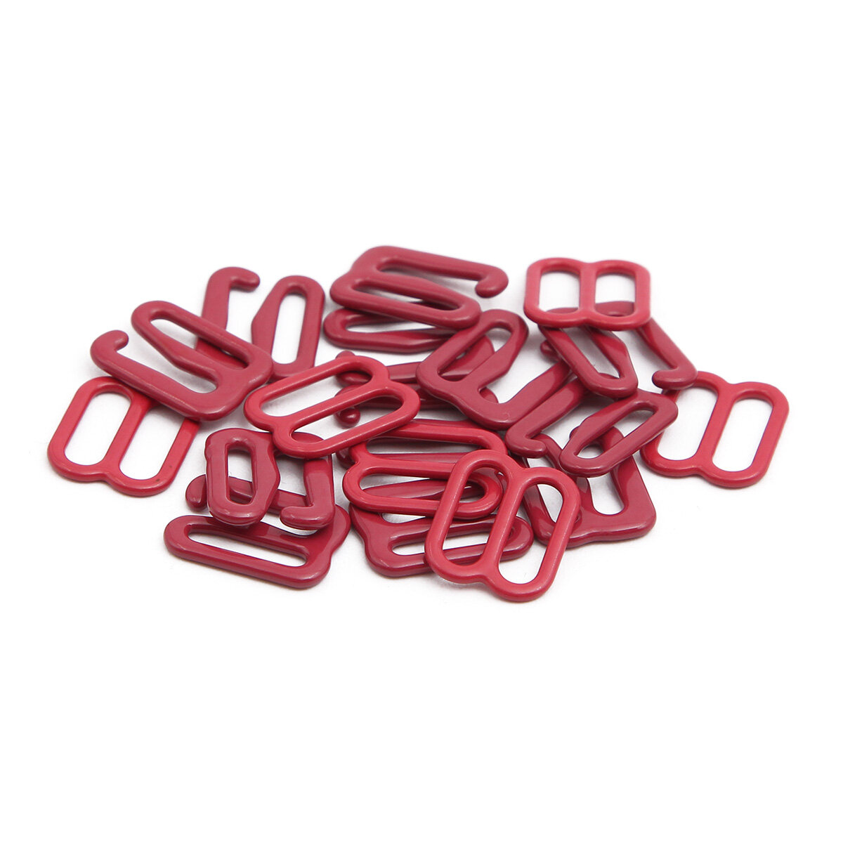 Крючки и регуляторы для бретелей бюстгальтера, 10 мм, металл, эмаль (темно-красный), 18 шт