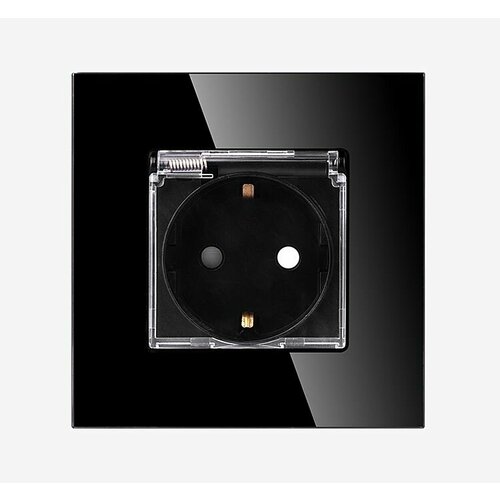 Розетка 1 пост закаленное стекло заземление защитные шторки 690₽