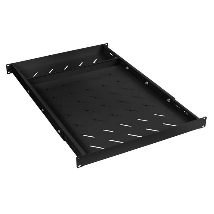 Полка Cabeus 19" перфорированная глубиной 600-1000 мм для напольных шкафов и открытых стоек, усиленная до 100кг, цвет серый (RAL - фото №7