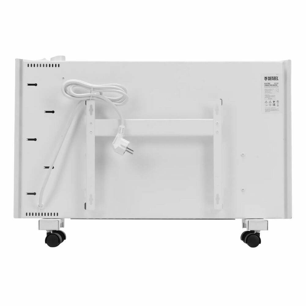 Изображение Конвектор электрический Denzel XCE-1500, 230 В, 1500 Вт, белый, сушилка, колеса, Х-элемент, 98131