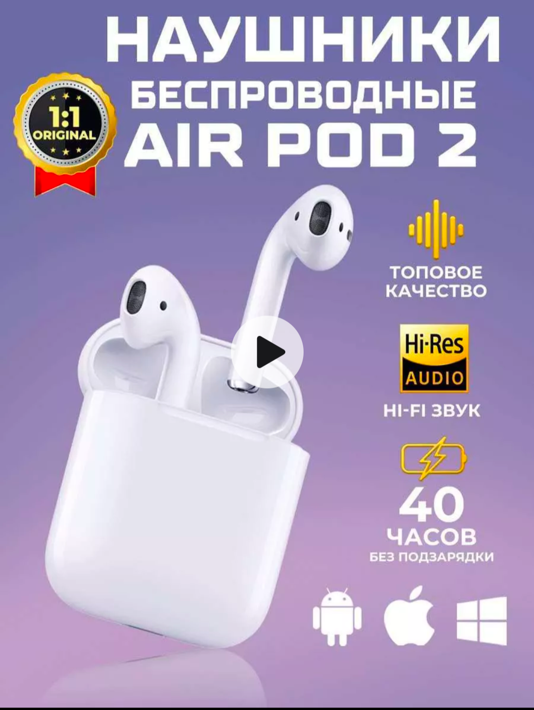 Наушники беспроводные / AIR 2 для iOS / Android / Bluetooth 5.0 / беспроводные блютуз наушники / tws для android / Ios