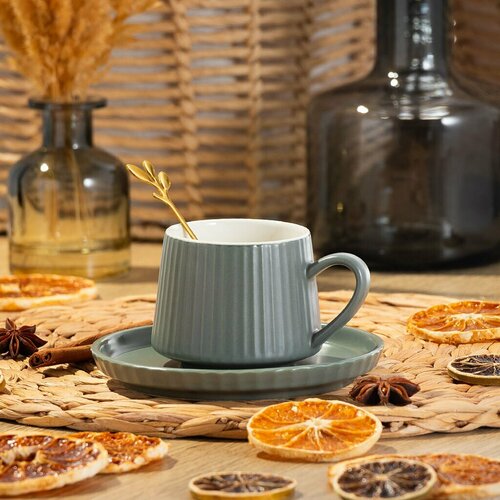 Чайная пара керамика 3 предмета на 1 персону 260 мл Y6-10120 подарочная упаковка 813₽