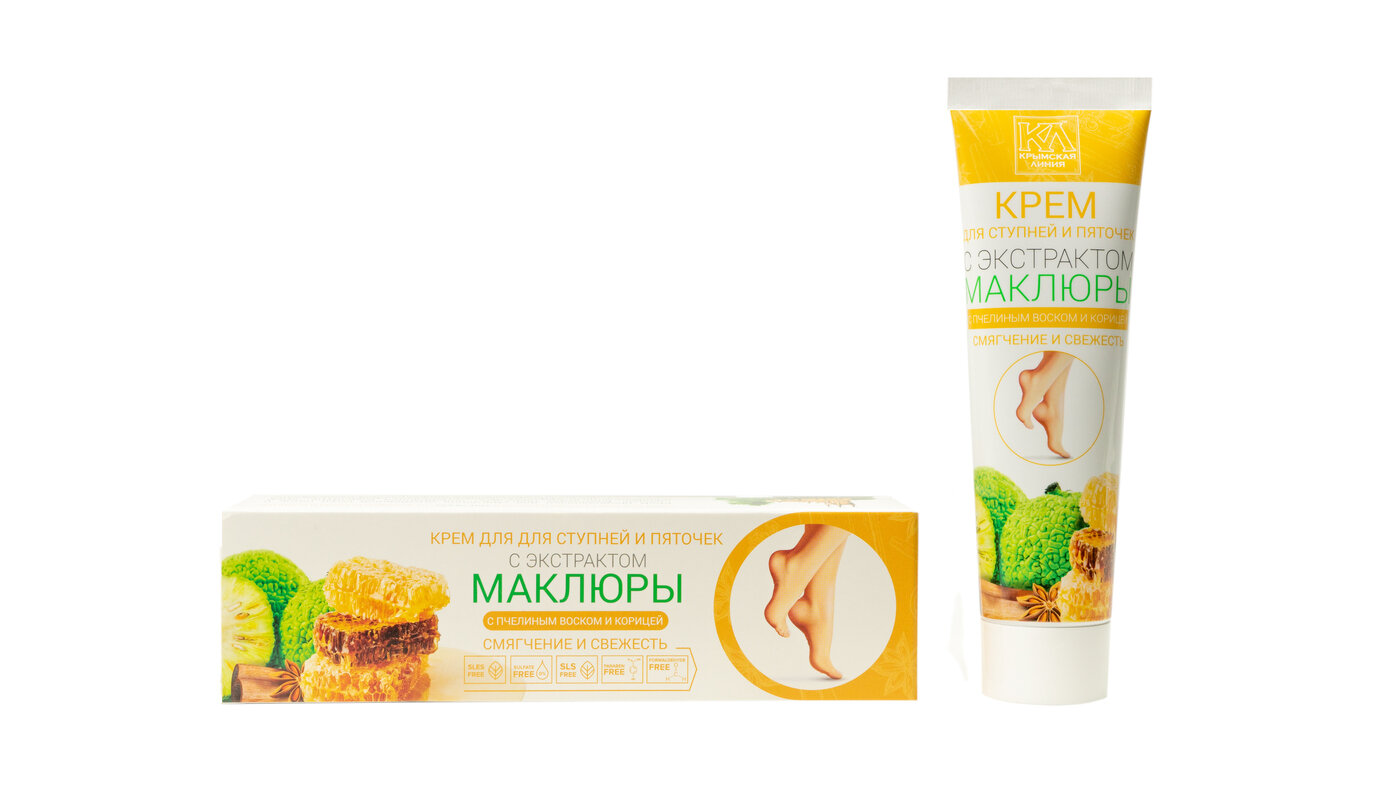 Крымская Линия Крем с экстрактом маклюры для ступней и пяточек Смягчение и Свежесть