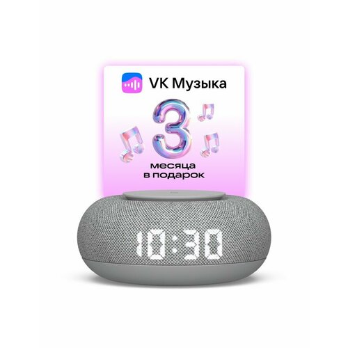 Умная колонка VK Капсула Мини с голосовым помощником Марусей, MRC02, Серая, 3 месяца подписки VK + Wink в подарок светлый, серый