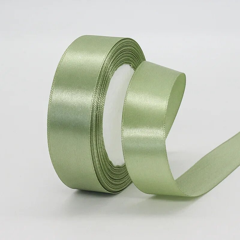 Лента Merylover полиэстер шалфейная зелёная 22/91 метр 2.5cm 22 meters Sage green ribbon