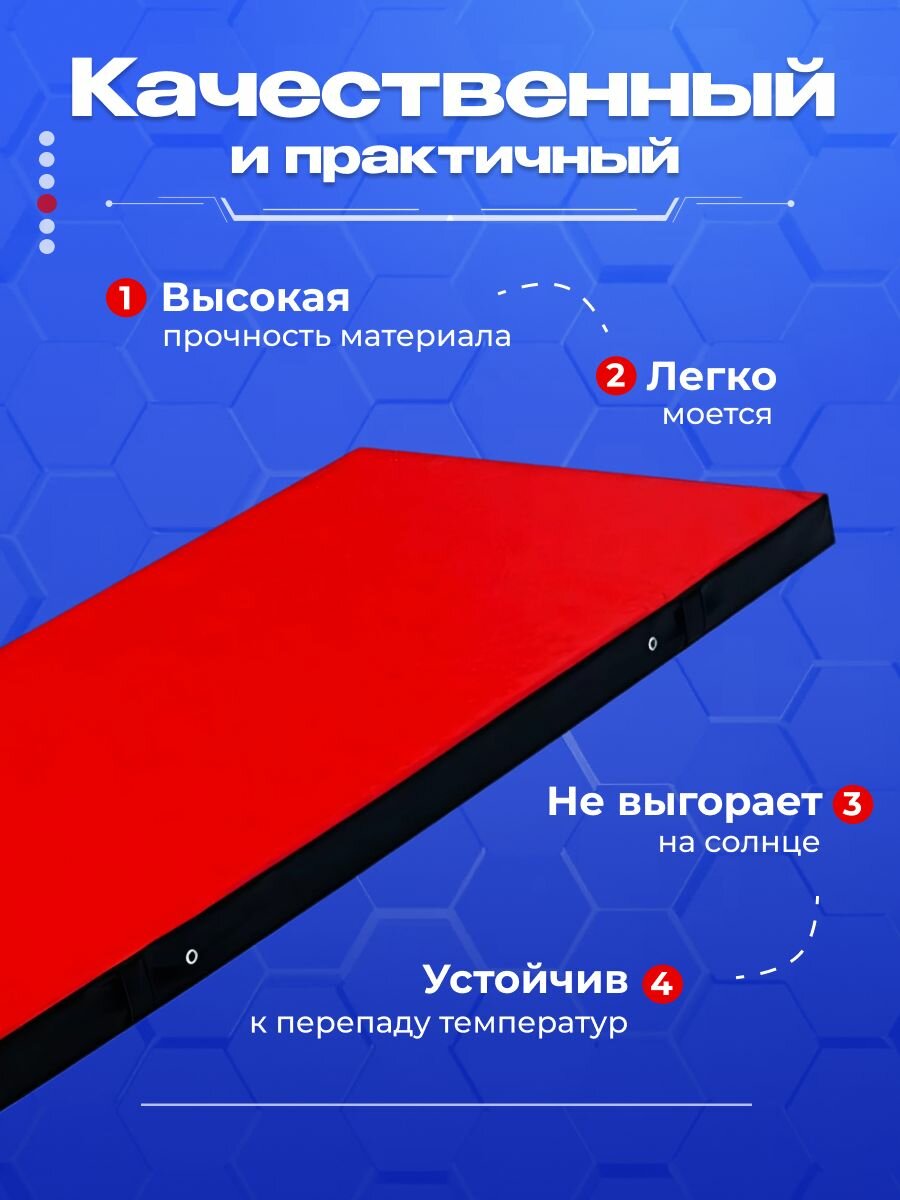 Мат гимнастический 1*2*0,1 м, прочный ПВХ + поролон 25 кг/м3 — фото 1