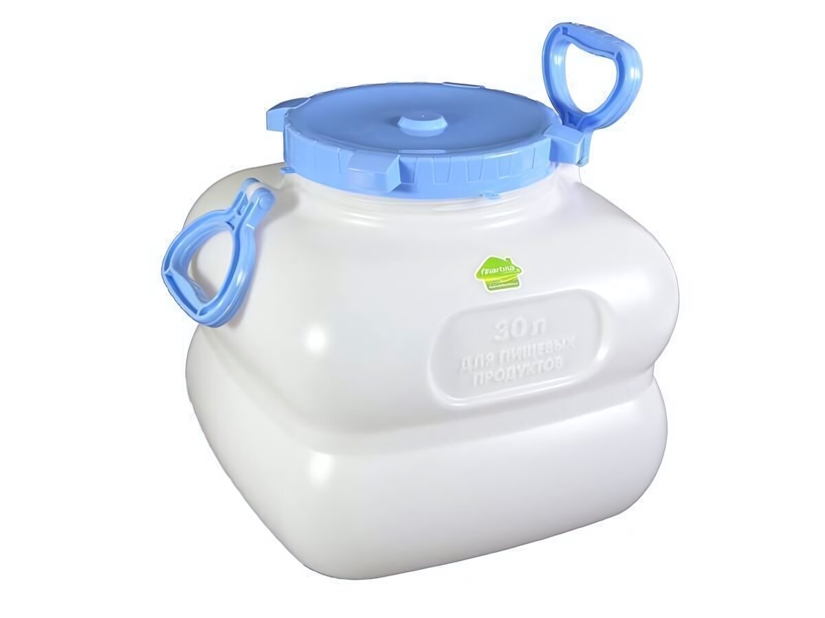 Фляга 'Гранде' 30л белая/голубая пластик с ручками и герметичной крышкой