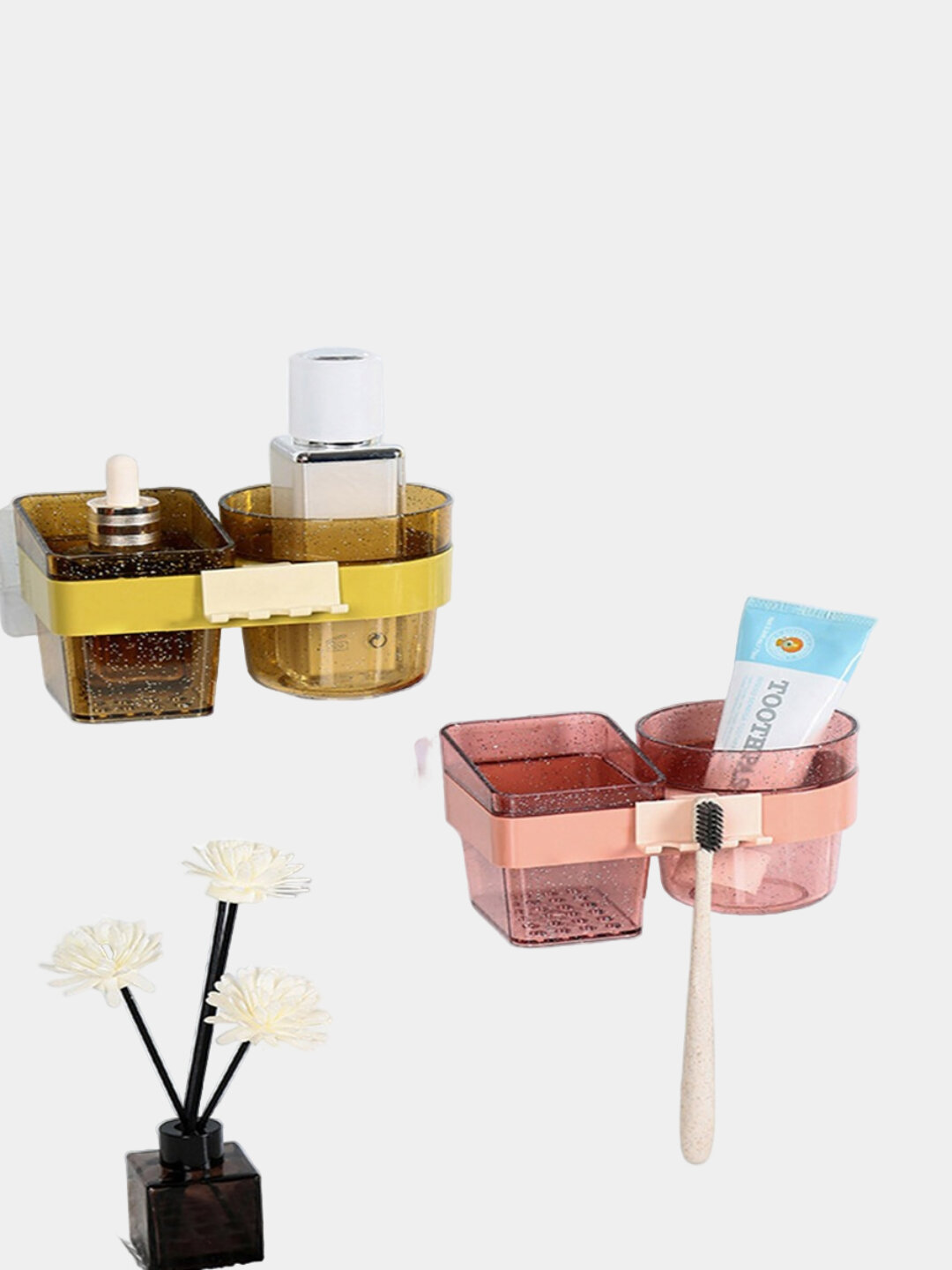 Многофункциональный держатель, для зубных щеток и средств гигиены (вишневый)