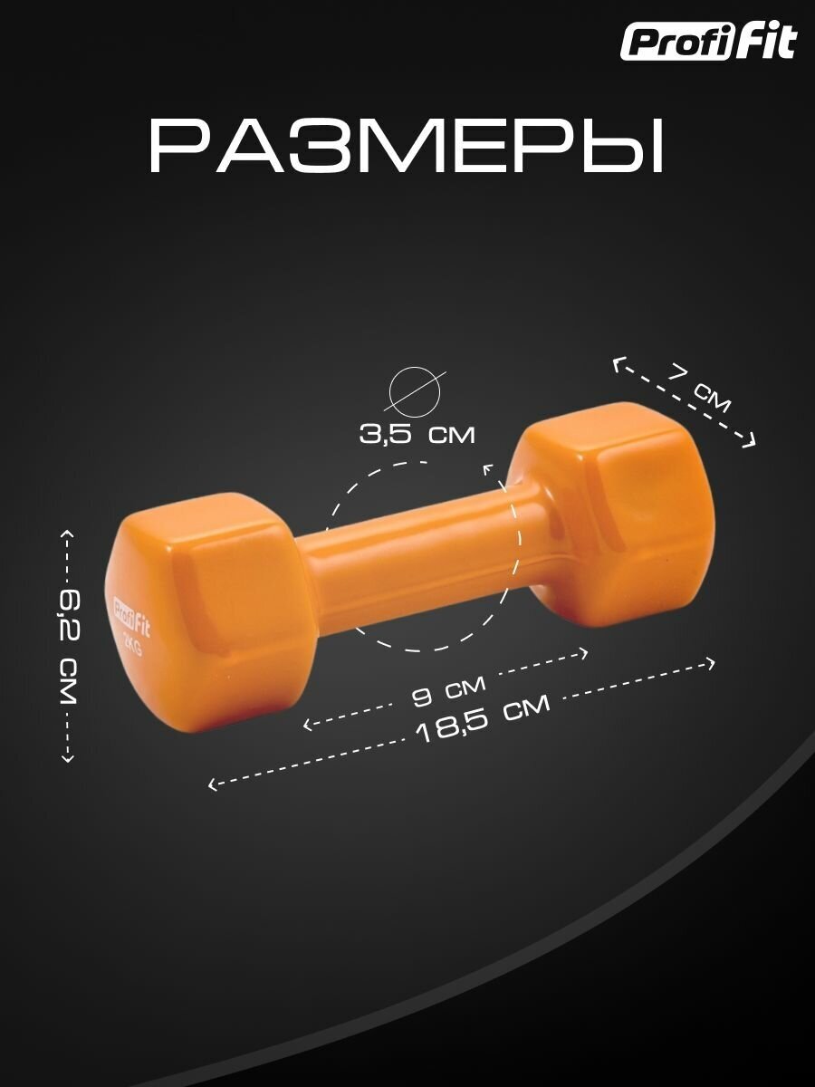 Гантели PROFI-FIT для фитнеса, виниловые, 2 кг. 2 шт.