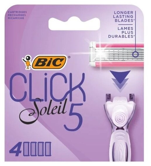 Сменные кассеты для бритья Bic Click 5 Soleil, 4 шт