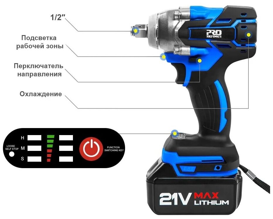 Гайковерт PROSTORMER 21В 4Ач (PTET002A) - фотография № 2