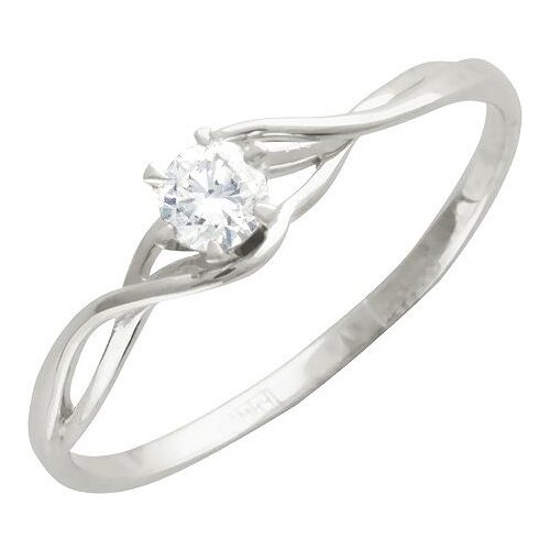 фото Эстет кольцо с 1 бриллиантом из белого золота 01к624718, размер 19