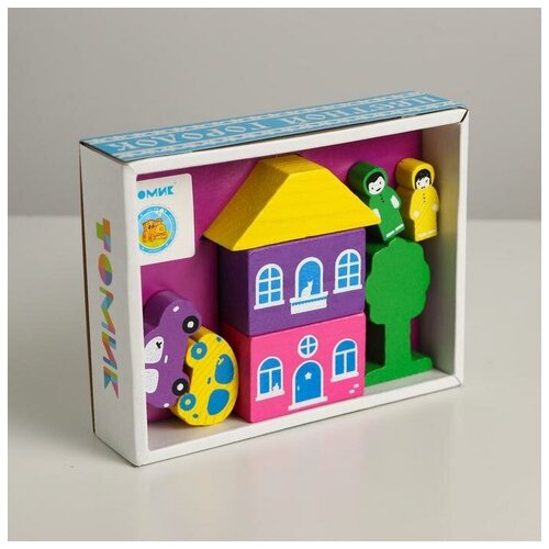 конструктор деревянный цветной городок томик 17 дет к 16 развивающая игрушка Деревянный конструктор Цветной городок фиолетовый, 8 деталей, Томик