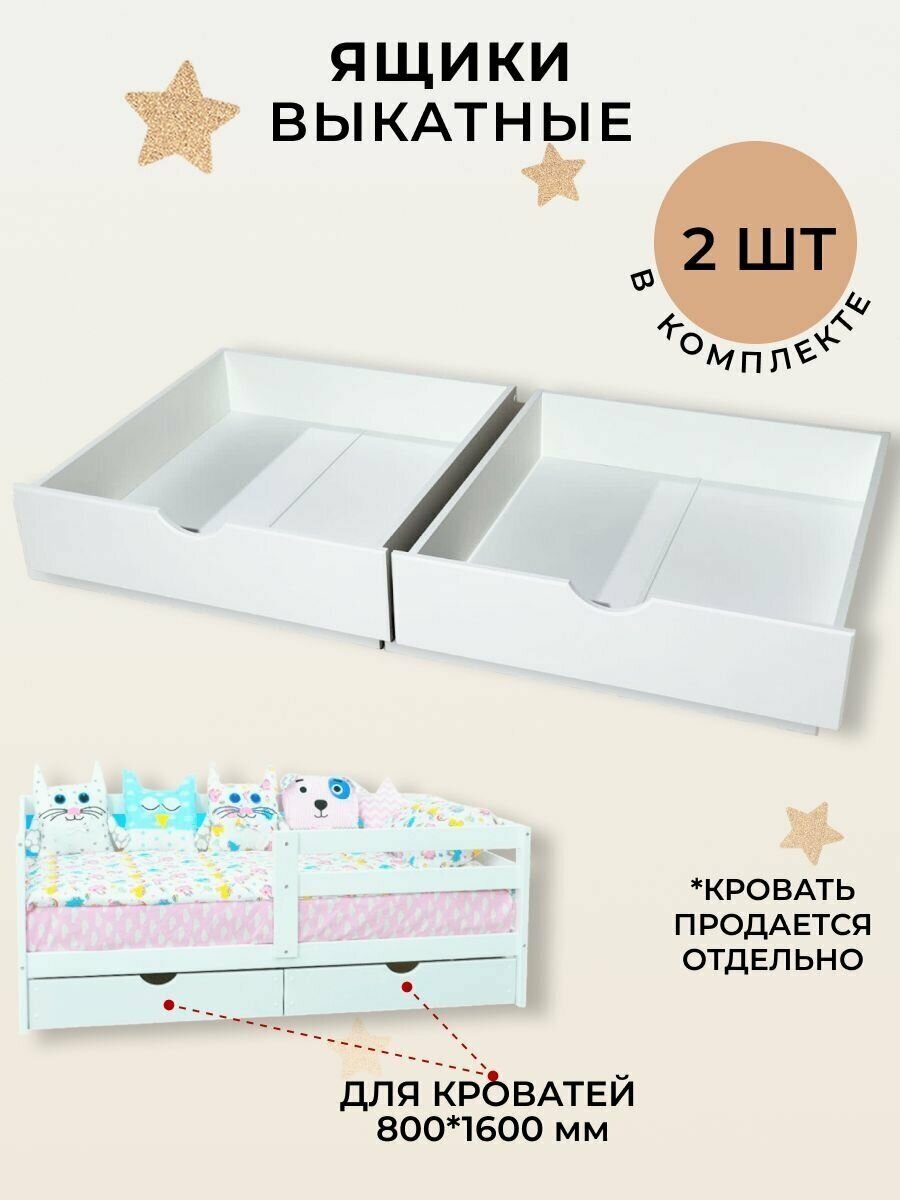 Выкатные ящики для детской кровати (софа) 160 на 80, ящик для белья, для игрушек на колесах в детскую комнату