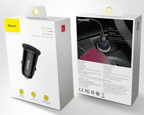 Зарядный комплект Baseus Circular Plastic A+C 30W PPS Car Charger 30 Вт