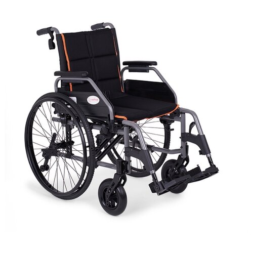 Кресло-коляска механическая Армед 4000, ширина сиденья: 475 мм/ткань, колеса (передние/задние): пневматические/пневматические, цвет: черный/оранжевый