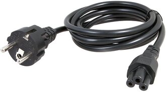 Сетевой Шнур, евровилка-евроразъем С5, кабель 3x0,75 мм 1.8 м (для питания ноутбука) PVC пакет, цвет: Черный
