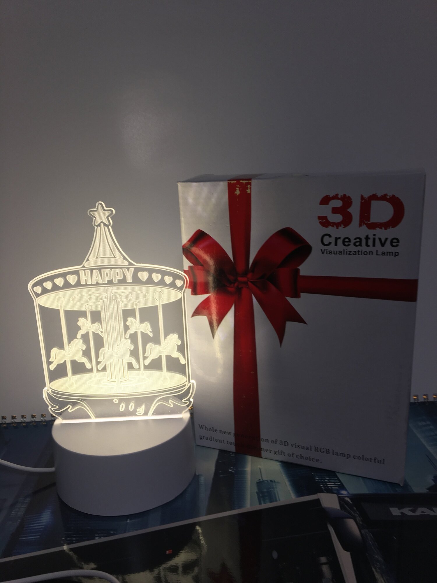3D LED Карусель Светильник - ночник детский настольный - фотография № 5