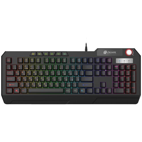 Клавиатура Оклик 715G черный USB Multimedia for gamer LED 1680657