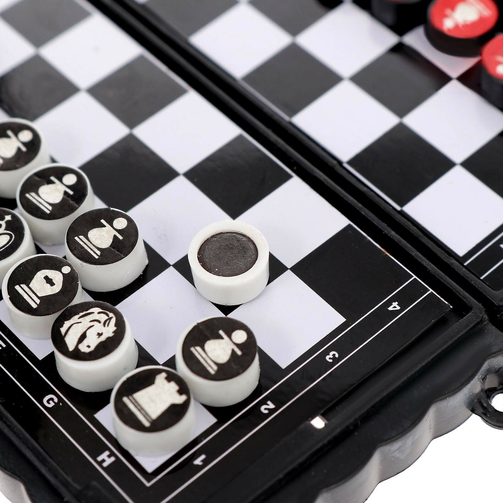 Настольная игра "Шашки, шахматы", 2 в 1, на магнитах, для детей