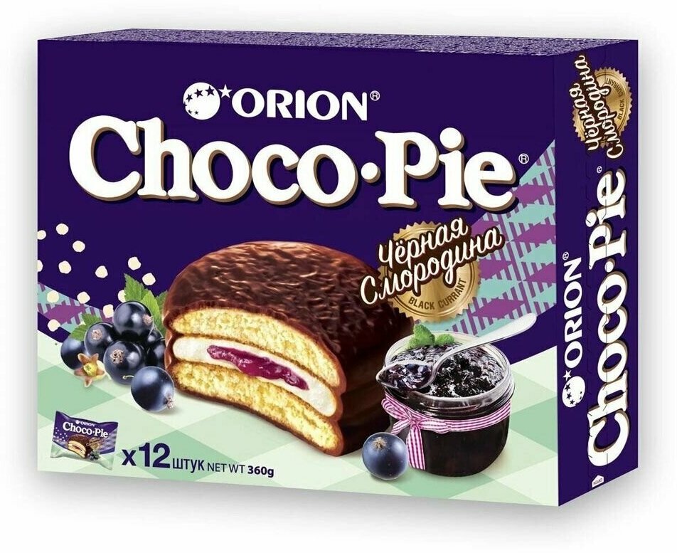 Пирожное Orion Choco Pie Черная смородина, 360 г, 3 шт