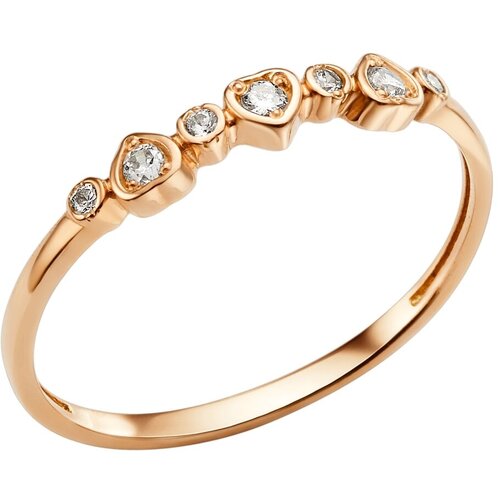 BASSCO, Золотое кольцо с дорожкой из 7 фианитов, 585/16 размер